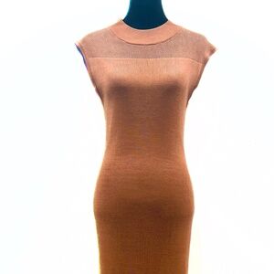New York & Co. Sleeveless Mock Neck Ribbed Knit Midi Dress